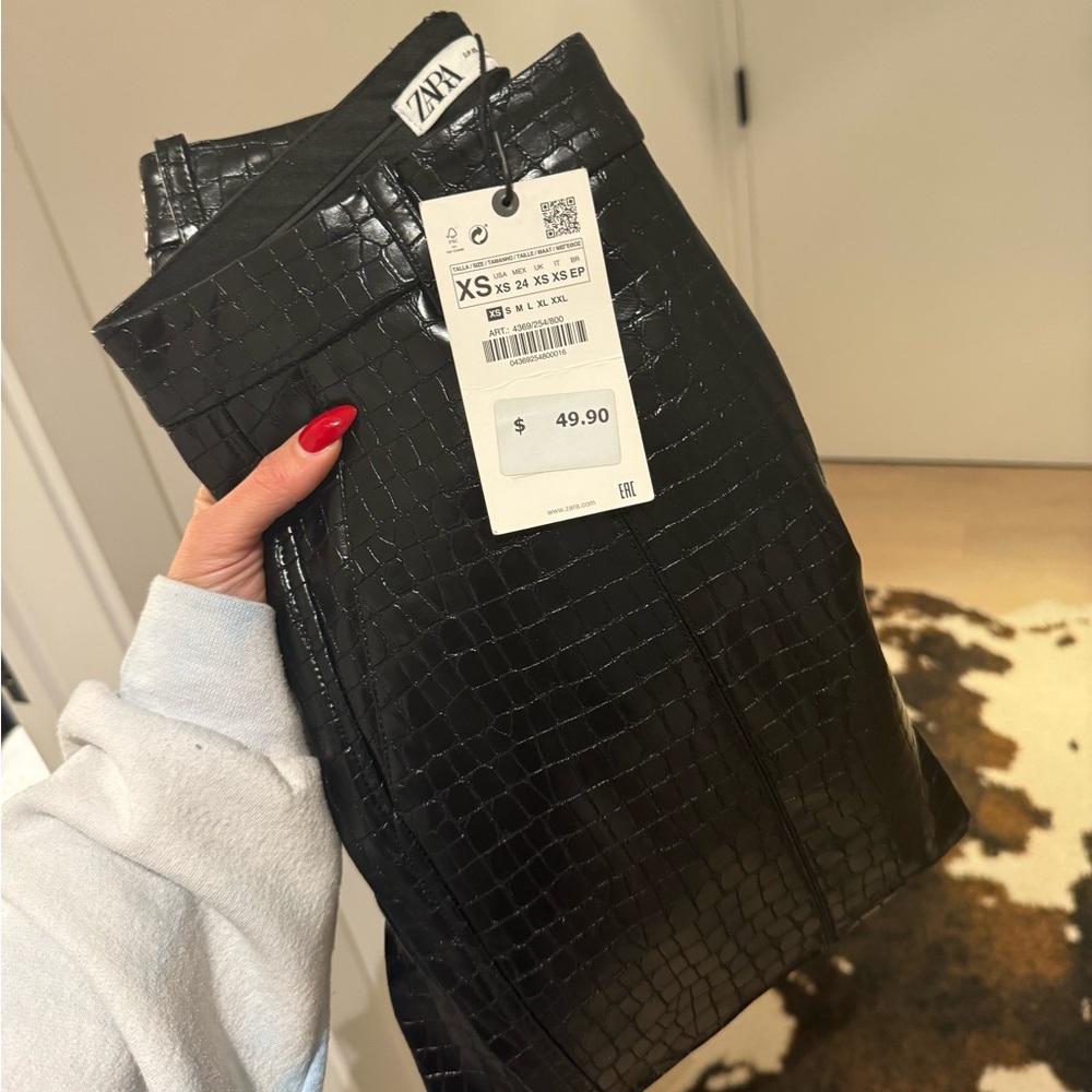 Zara Croc Patent Leather Pants NWT